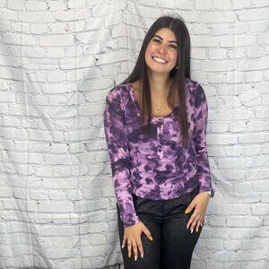 Pilcro long sleeve tie dye shirt. Purple, Size M